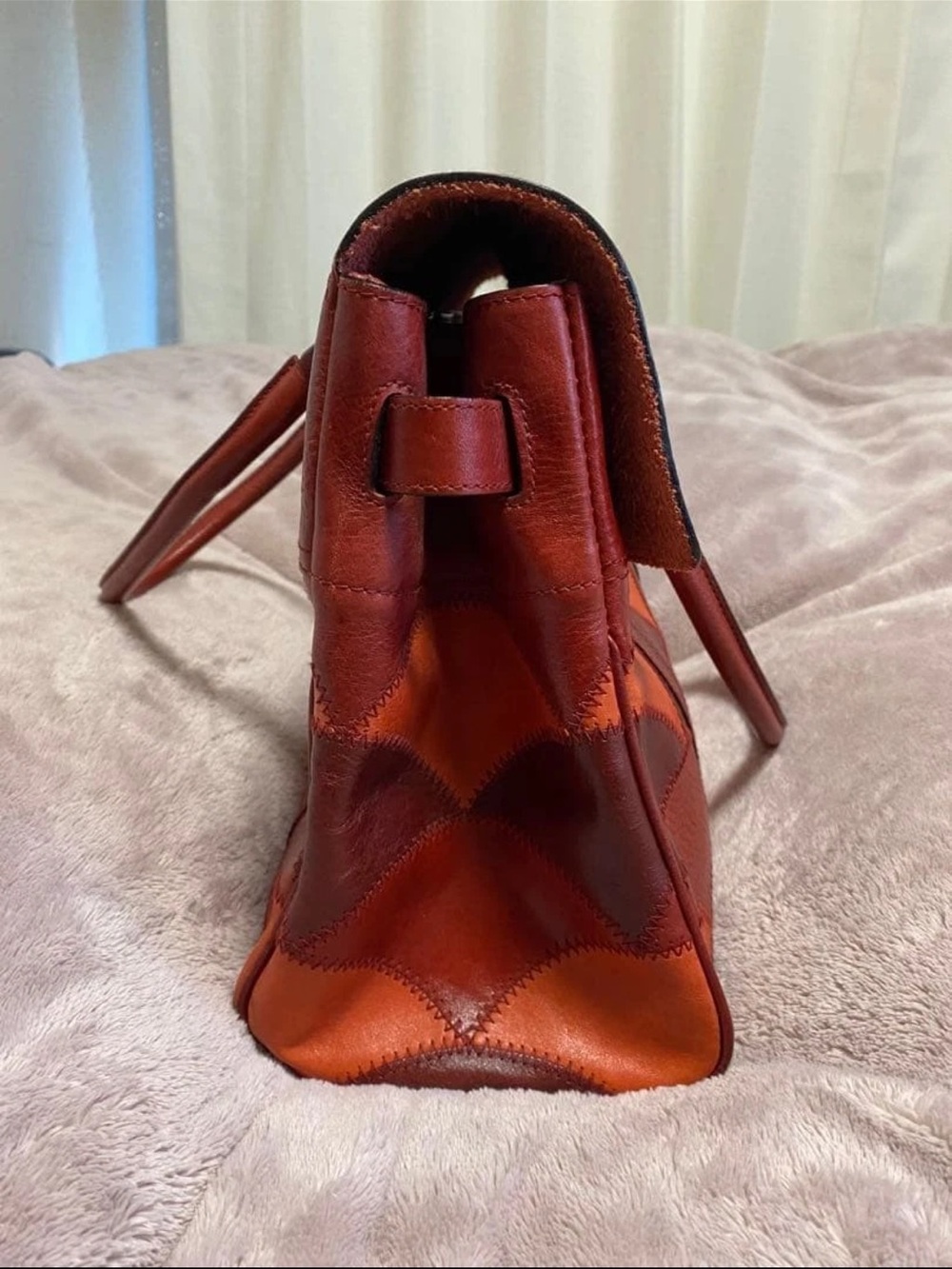 Mulberry Two-Tone Red and Orange Leather Satchel - Picture 7 of 10